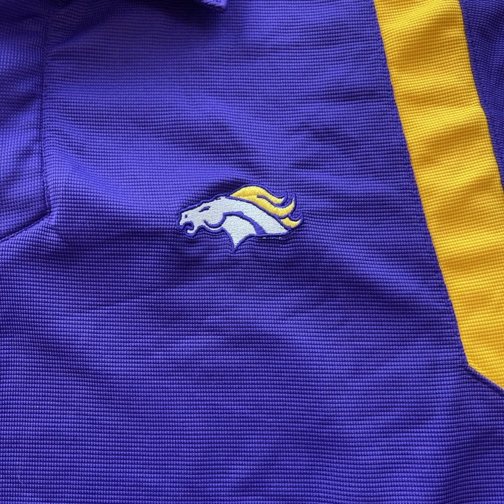 Nike Denver Broncos NFL Purple Yellow Polo Shirt Men's XXL Dri-FIT Athletic